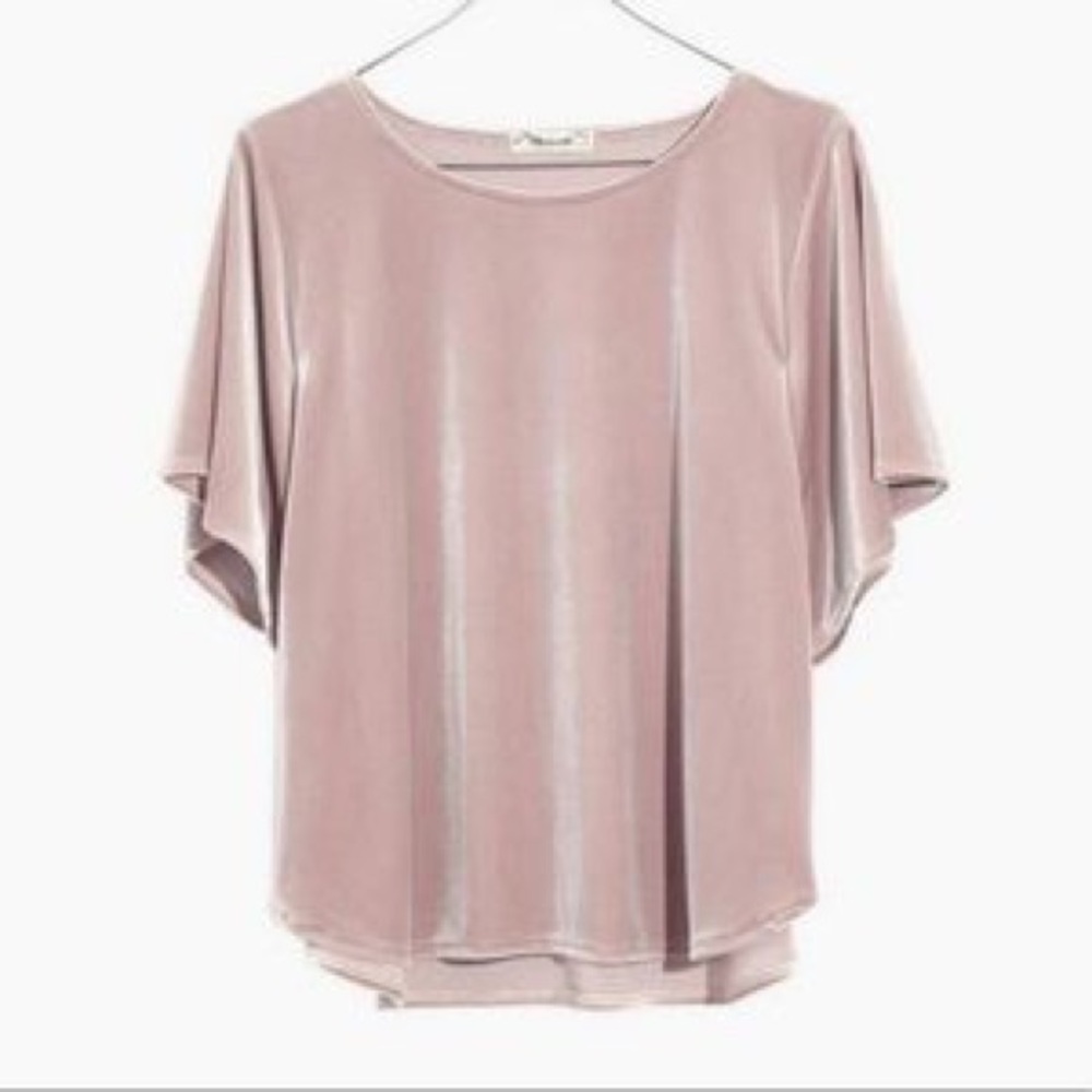 Madewell Velvet Butterfly Top Blush